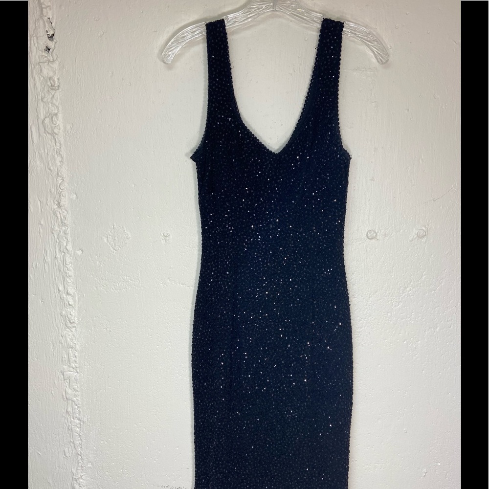 Mistic Bodcon Black Sparkle Dress SZ Large EUC